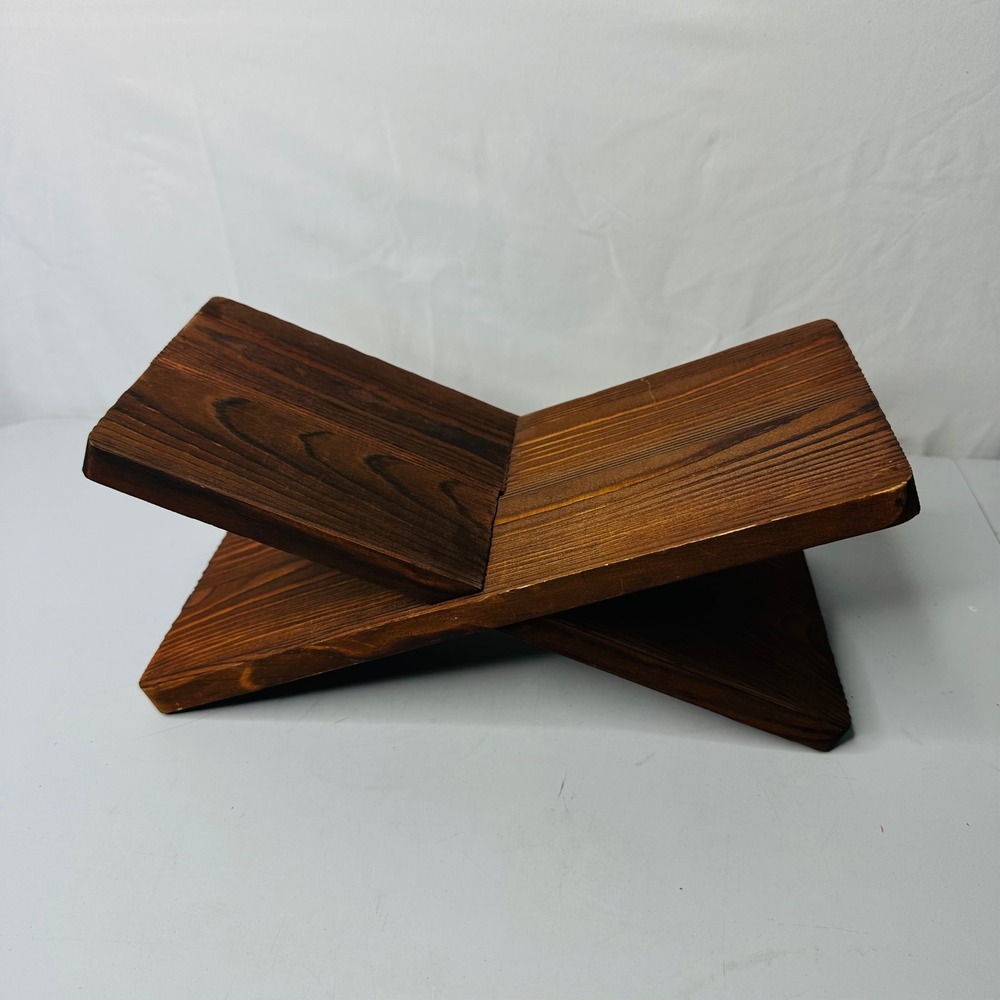 Handmade Wooden Folding Book Stand Dark Walnut Stain Cookbook Bible Holder 11.5"